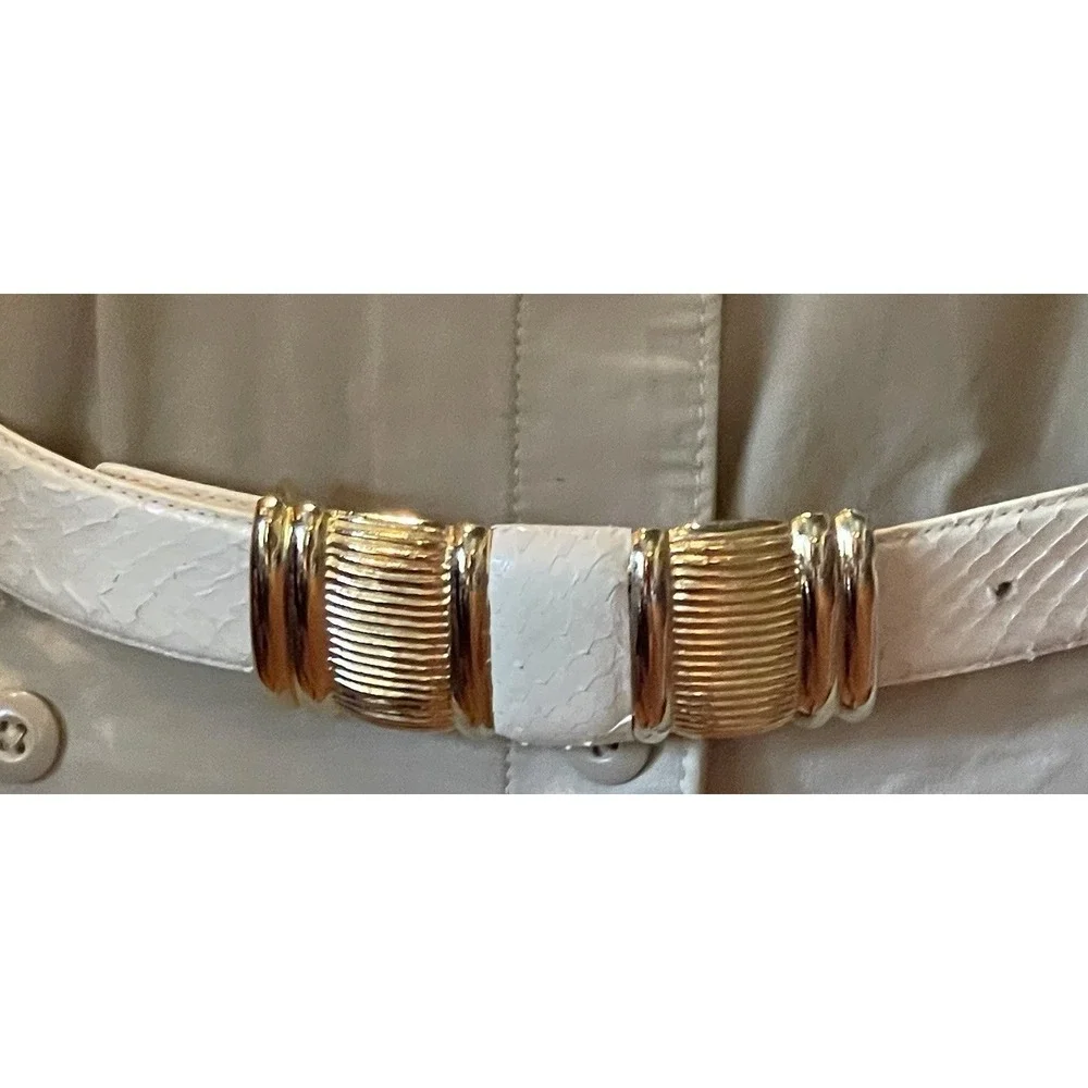 Genuine Snakeskin Belt Women Small Cream Gold Buckle Leather Lined Taiwan